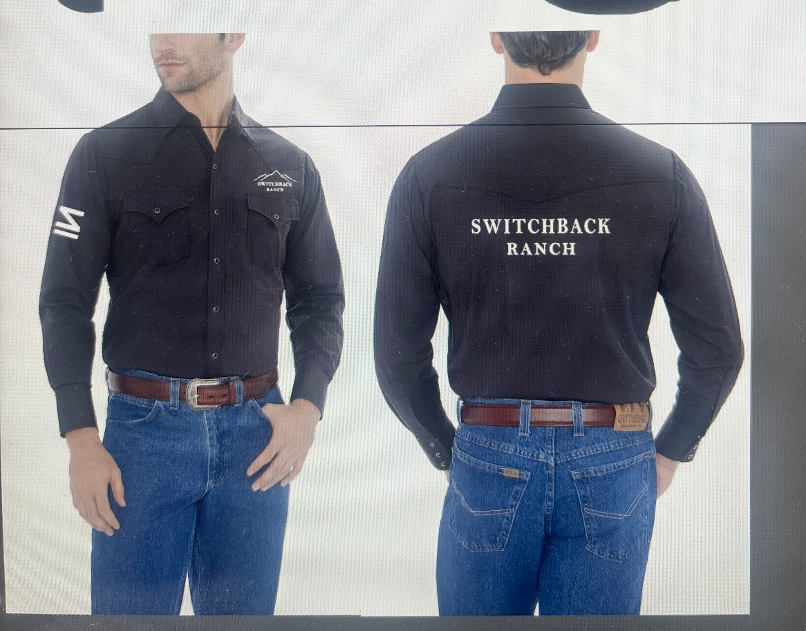 Men's Black Western Button Down